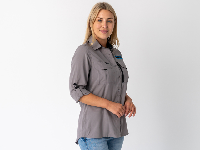 Superior Ladies Syzmik Fishing Shirt Stone (Each) - SUP-FISH-L-STN-XXX